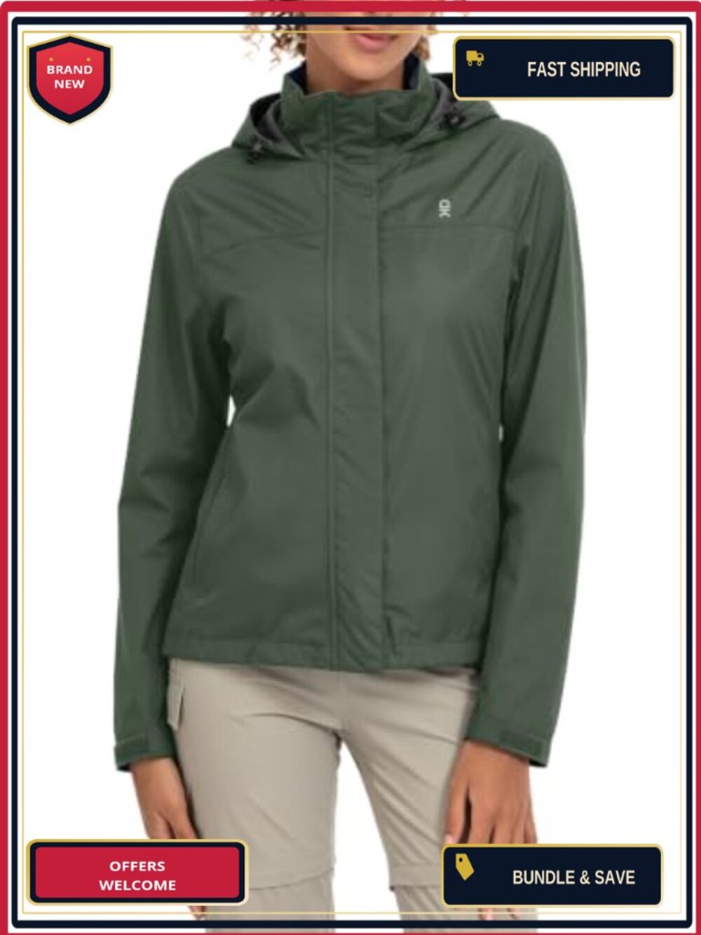 Women's Waterproof Rain Jacket for Hiking - Polyester, Windproof, Hooded